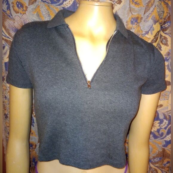 Fifth Parallel Threads gray short sleeve crop top size small - Picture 6 of 7